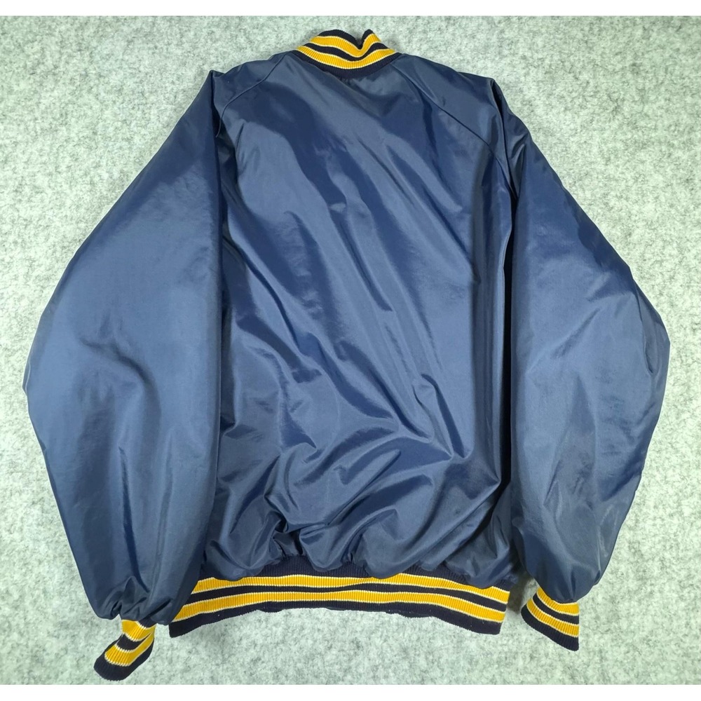 Vintage Michigan Wolverines Jacket Mens 2XL Blue DeLONG Nylon Varsity Snap USA - Picture 2 of 8
